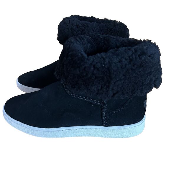 UGG Mika Black Short Ankle Bootie Sneaker Shearling Cuff Boot Suede Size 10 - Picture 4 of 14